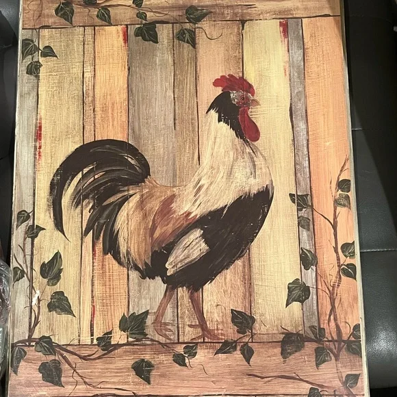 Red and Black Rooster Painting Art - Picture 2 of 9